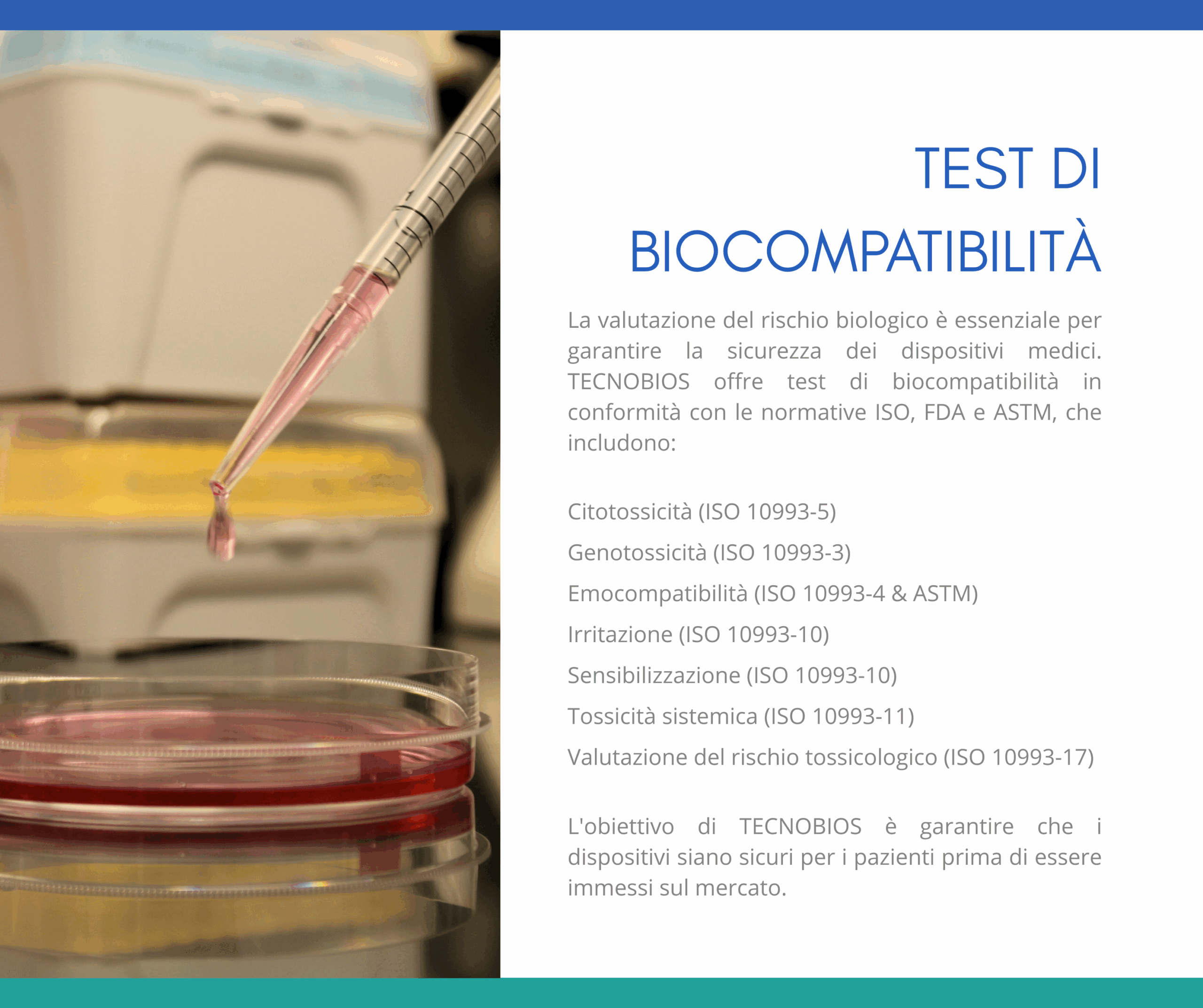Dettaglio di un dispositivo medico durante un test di validazione presso Tecnobios